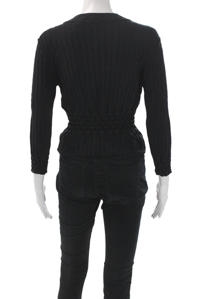 Tory Burch Women Cardigan Black Long Sleeve Round Neck Size XS