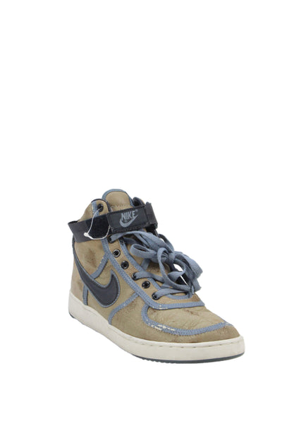 Nike Mens Leather Vandal Supreme Premium Sneakers Sand Dark Blue Grey Size 9