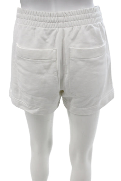 Helmut Lang Women White Sweat Shorts 100% Cotton Pull On Size XS