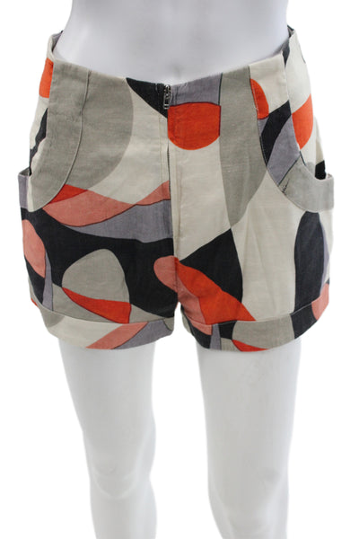 Cult Gaia Women Multicolor Geometric 51% Linen Zip Shorts Size S