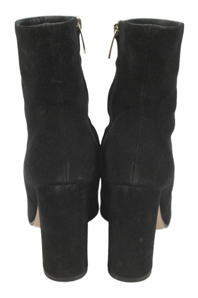 Gianvito Rossi Womens Suede Rolling High Ankle Boots Black Size 36.5 6.5