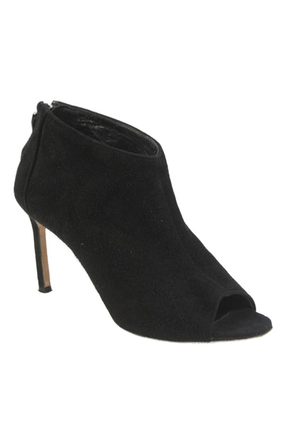 Manolo Blahnik Womens Suede Open Toe Stiletto Ankle Boots Black Size 37 7