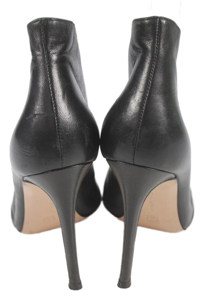 Gianvito Rossi Womens Leather Peep Toe Vamp Ankle Booties Black Size 37.5 7.5