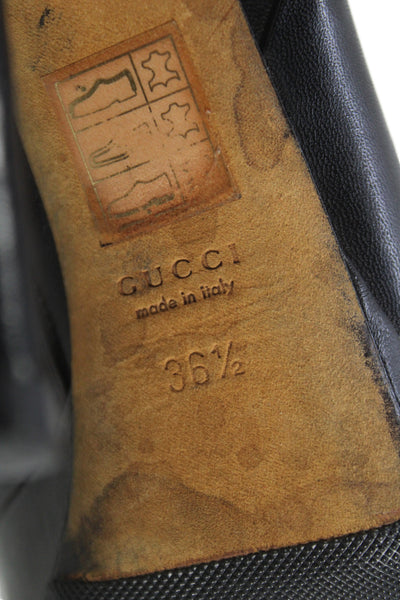 Gucci Womrens Leather Low Platform Ankle Boots Black Size 36.5 6.5