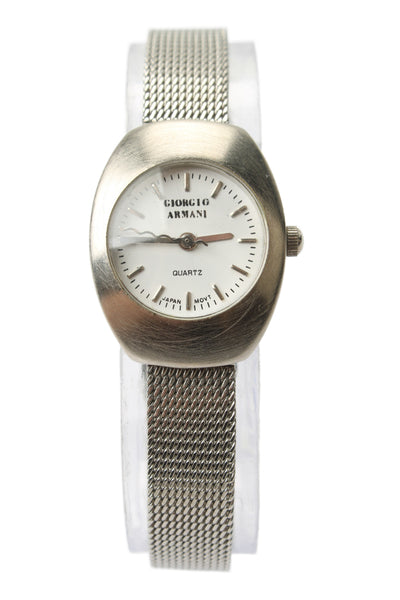 Giorgio Armani Womens Vintage Stainless Steel Mesh Band Quartz Watch 22mm
