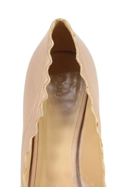 Chloe Womens Leather Scalloped Trim Pumps Matte Beige Size 42 12
