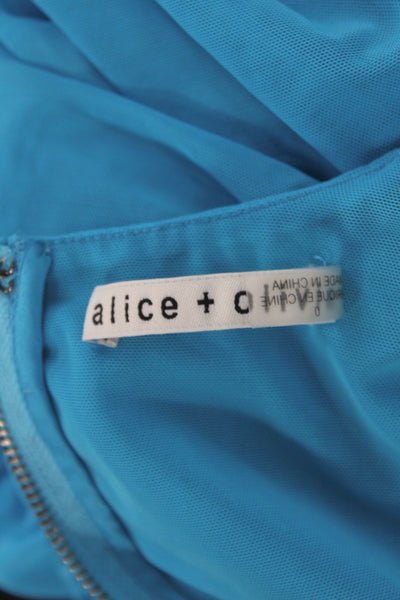 Alice + Olivia Womens Bodycon Blue Knee-Length Dress Long Sleeve Size 0