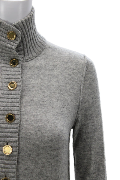 Tory Burch Womens Pullover Mock Neck Gray Long Sleeve Size XS