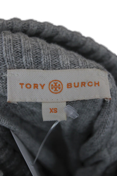 Tory Burch Womens Pullover Mock Neck Gray Long Sleeve Size XS