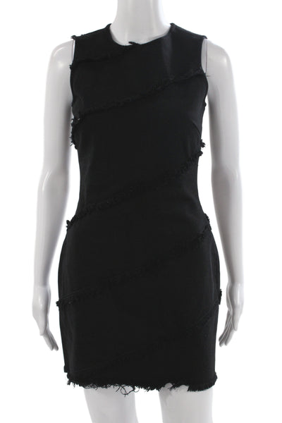 Alexander Wang Women Mini Black Cotton Sleeveless Crew Neck Dress Zip Size 0