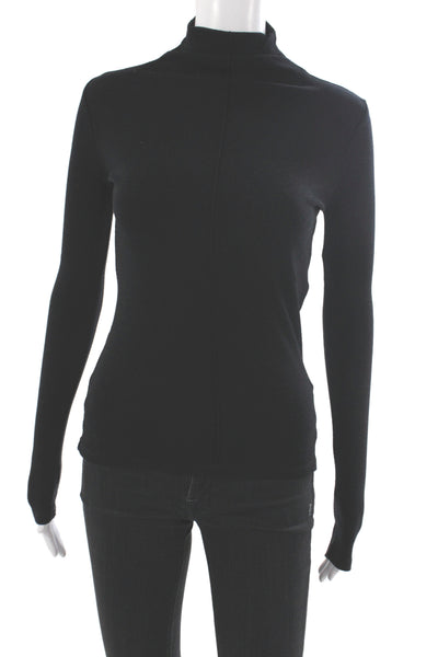 Maje Womens Black Turtleneck Pullover Long Sleeve Wool Blend Minimalist Size 1