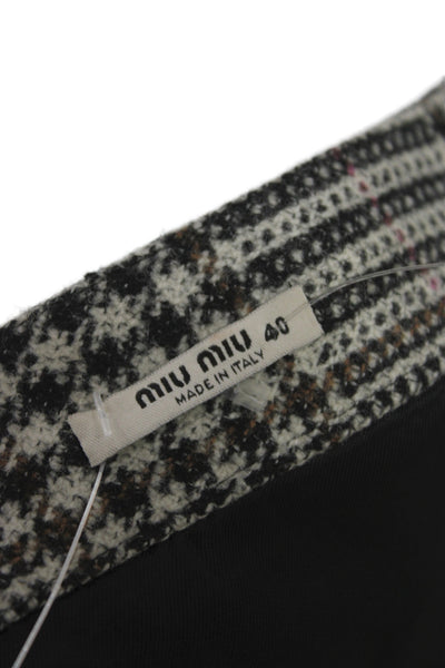 Miu Miu Women Gray Pleated Mini Skirt 90% Virgin Wool Zip Size 40