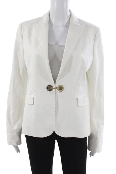 Versace Womens Basic Jacket White 98% Cotton Hook Eye Long Sleeve Size 46