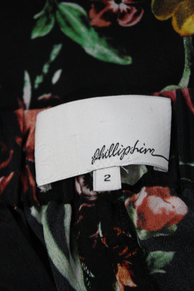 3.1 Phillip Lim Womens Ankle Silk Floral Pull On Pants Black Size 2