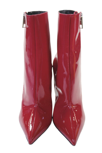 Tom Ford Womens Patent Leather Side Zipped Ankle Boots Red Size EUR 41