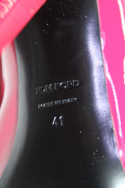 Tom Ford Womens Patent Leather Side Zipped Ankle Boots Red Size EUR 41