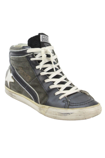 Golden Goose Deluxe Brand Womens Side Zip Lace Up Slide Skate Sneakers Gray 37