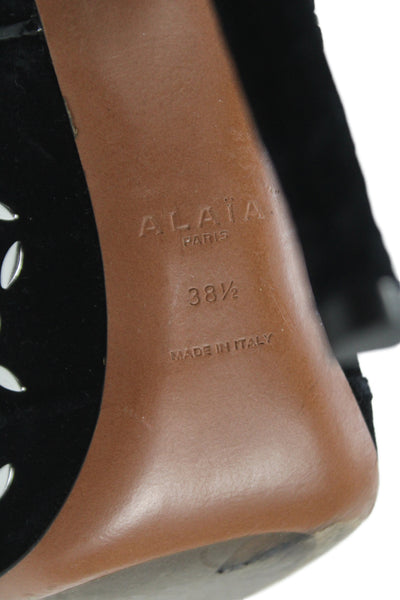 Alaia Womens Studded Velvet High Heels Bootie Shoes Black Size 8.5