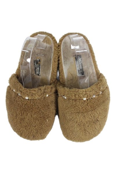 Jimmy Choo Womens Jeweled Pearl Slide On Clog Flats Brown Size 38 8