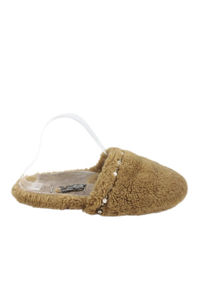 Jimmy Choo Womens Jeweled Pearl Slide On Clog Flats Brown Size 38 8