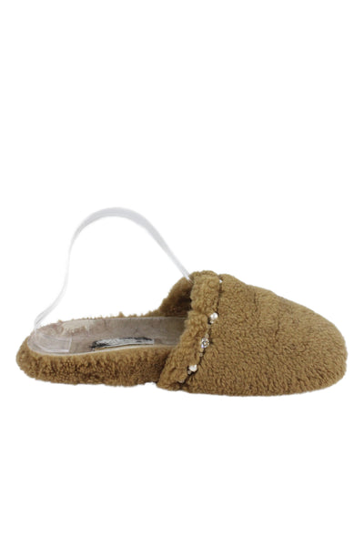 Jimmy Choo Womens Jeweled Pearl Slide On Clog Flats Brown Size 38 8