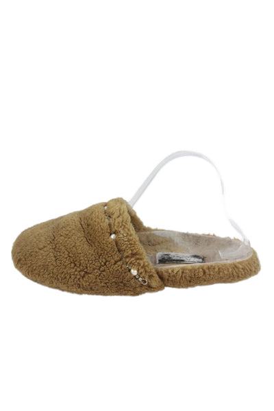 Jimmy Choo Womens Jeweled Pearl Slide On Clog Flats Brown Size 38 8