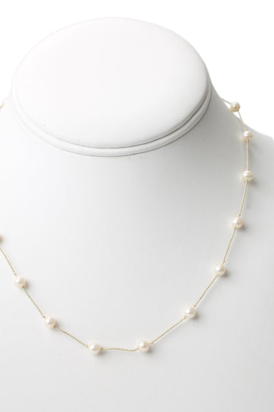 Designer Womens 925 Silver Silk Cord Cultured Pearl Station Necklace 16.5" 3.4g