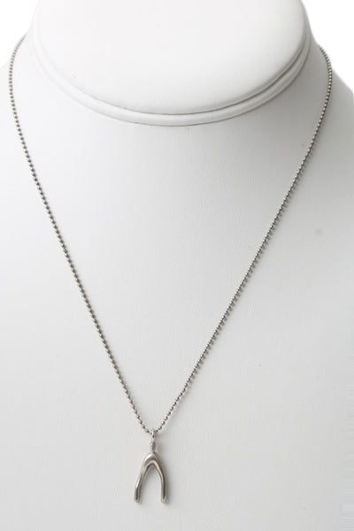 Designer Womens 925 Silver Wishbone Pendant Necklace 16" 2.6g