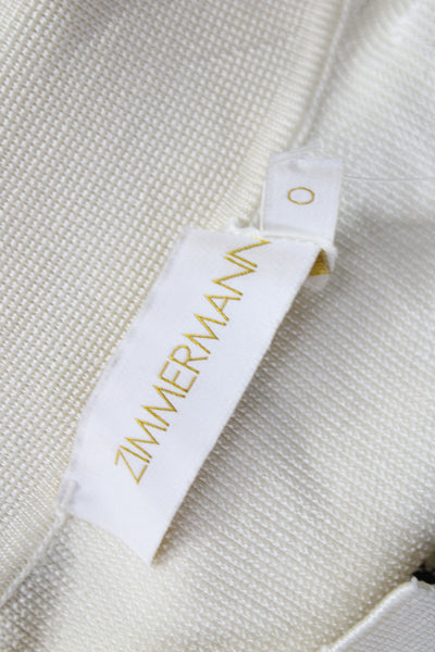 Zimmermann Womens Ivory Striped Collared Short Sleeve Polo Size 0