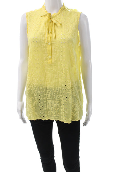 Johnny Was Womens Bohemian Geometric Yellow Rayon Sleeveless Tunic Size M