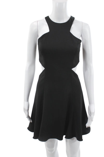Jay Godfrey Women Fit & Flare Halter Sleeveless Black Knee Length Dress Size 2