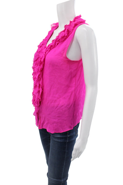 Oscar de la Renta Womens Silk V Neck Sleeveless Camisole Pink Pullover Size 8