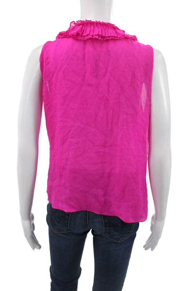 Oscar de la Renta Womens Silk V Neck Sleeveless Camisole Pink Pullover Size 8