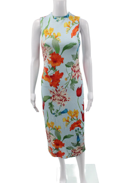 Alice + Olivia Women Bodycon Blue Floral Sleeveless Dress Size 6