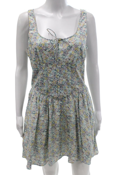 Love Shack Fancy Women Fit & Flare Floral Cotton Scoop Neck Dress Size 6