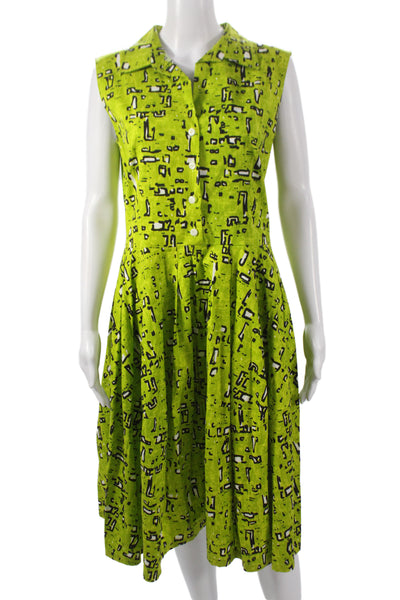 Samantha Sung Women Shirt Dress Green Sleeveless Mid Calf Size 8