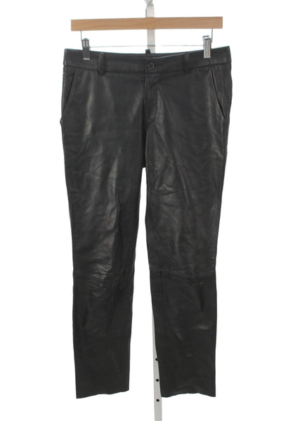 Nili Lotan Womens Dress Pants Black Lambskin Inseam 26 Size 2