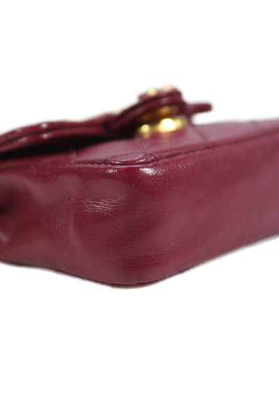 Chanel Womens Quilted Lambskin CC Micro Mini Classic Flap Handbag Pink