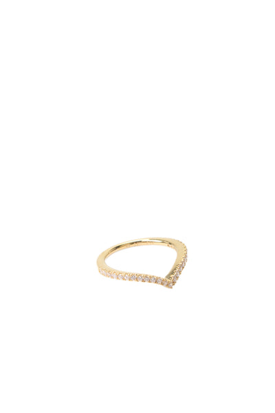 Pandora Womens Gold Tone Cubic Zirconia Sparkling Wishbone Ring Sz 4.5 NWOT