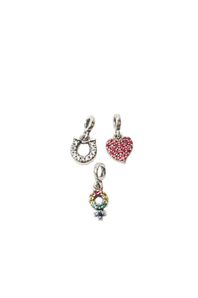 Pandora Womens 925 Silver Multicolor CZ ME Mini Charms Horse Girl LOT 3 NWOT