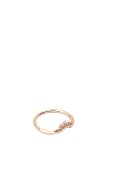 Pandora Womens Rose Gold Tone Cubic Zirconia Tiara Wishbone Ring Sz 5.5