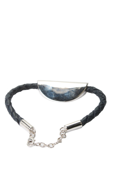 Elizabeth and James Womens Silver Tone Half Circle Slider Cord Bracelet 8.5"