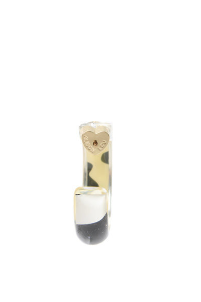 Alison Lou Womens Gold Plated Black/White Lucite Cow Print Jelly Hoops