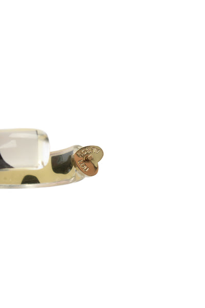 Alison Lou Womens Gold Plated Black/White Lucite Cow Print Jelly Hoops