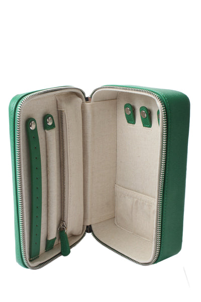 Mark and Graham Womens Green Leather Travel Jewelry Case 8.25"x5"x2.5"