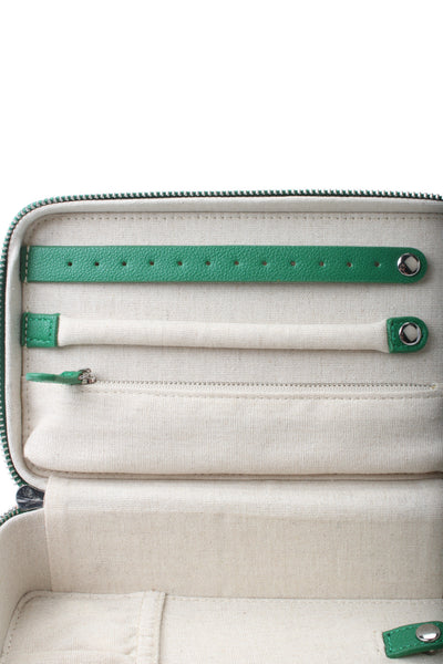 Mark and Graham Womens Green Leather Travel Jewelry Case 8.25"x5"x2.5"
