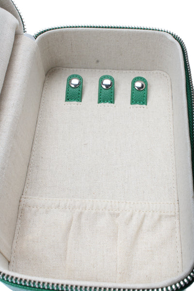 Mark and Graham Womens Green Leather Travel Jewelry Case 8.25"x5"x2.5"