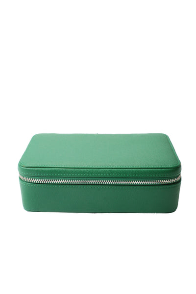 Mark and Graham Womens Green Leather Travel Jewelry Case 8.25"x5"x2.5"