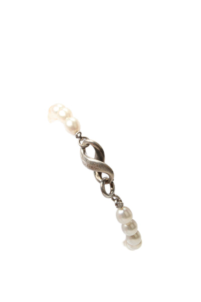 Tiffany & Co Womens Vintage 925 Silver Freshwater Pearl Infinity Bracelet 7" 11g