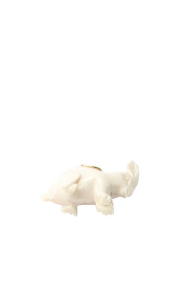 Designer Unisex 18K Yellow Gold Bail Carved Bone Rabbit Charm/Pendant 4.6g